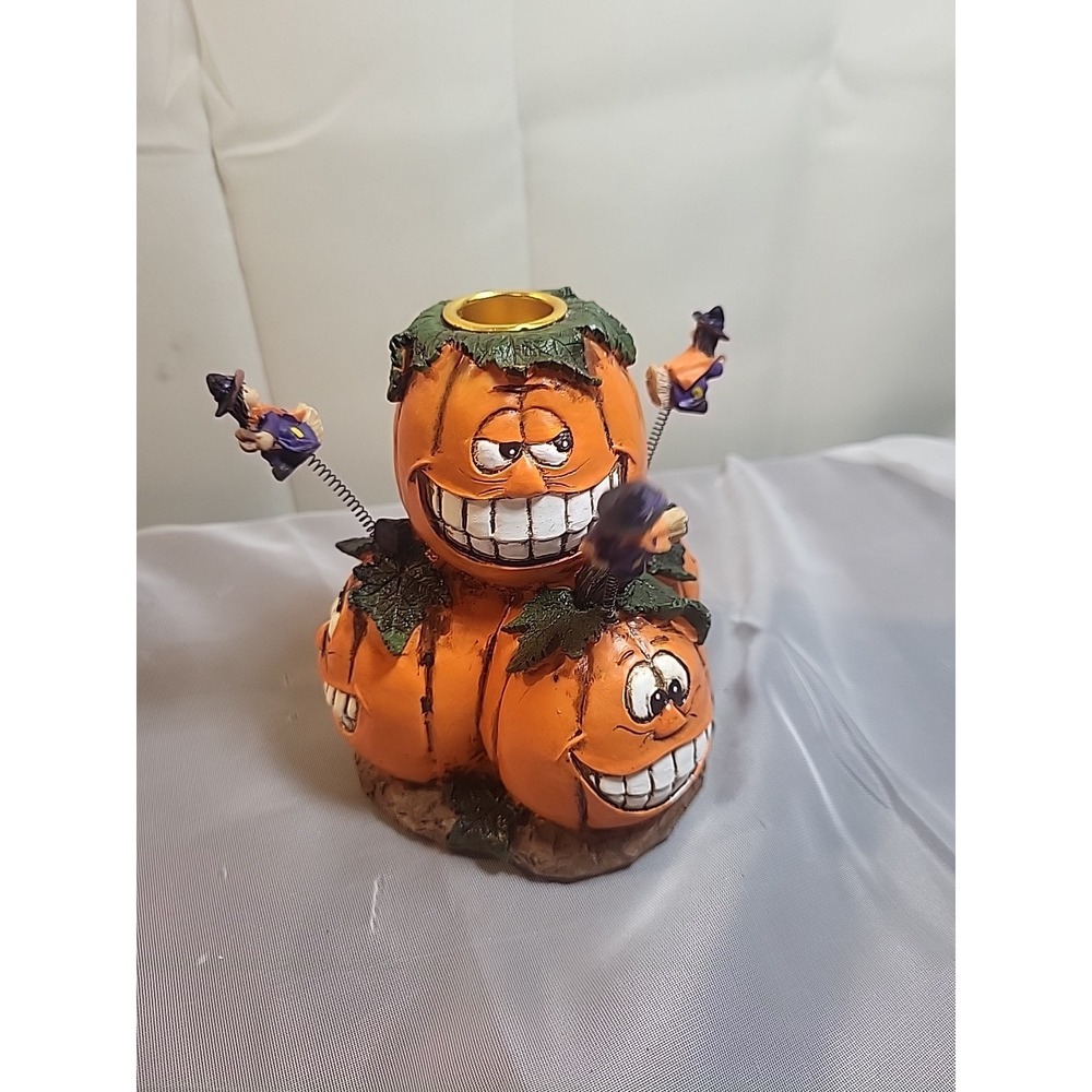 Vintage 2000 Pumpkin Witch Candle Holder Joelson Industries‎ Inc